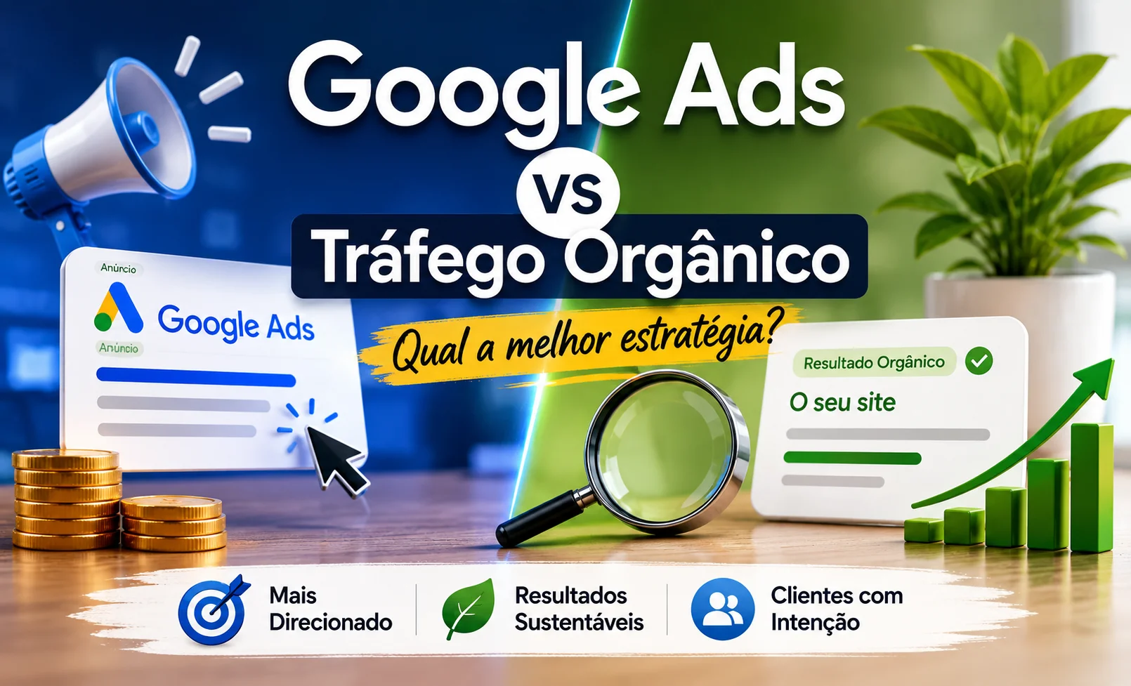 Anúncios pagos vs tráfego orgânico