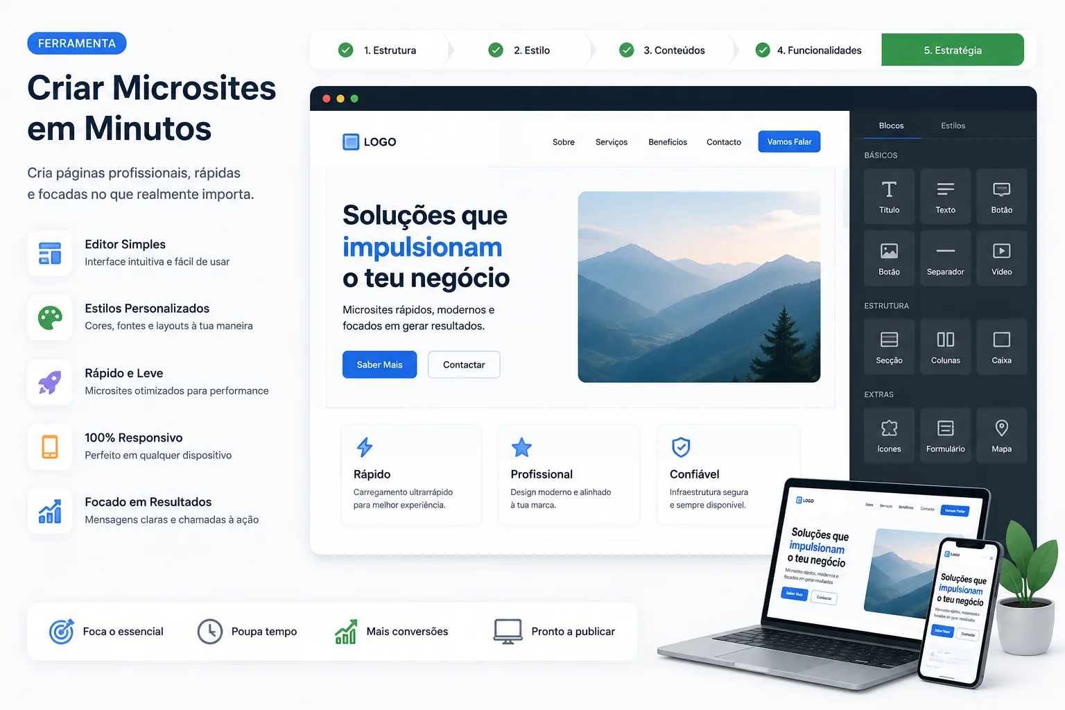 Como criamos o seu site — briefing em 5 etapas